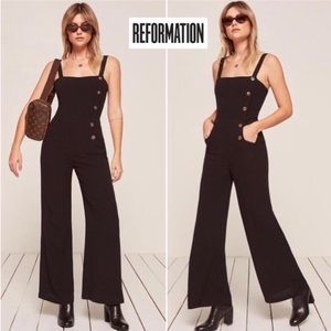 REFORMATION Leo Jumpsuit in Black Size 4 BNWOT